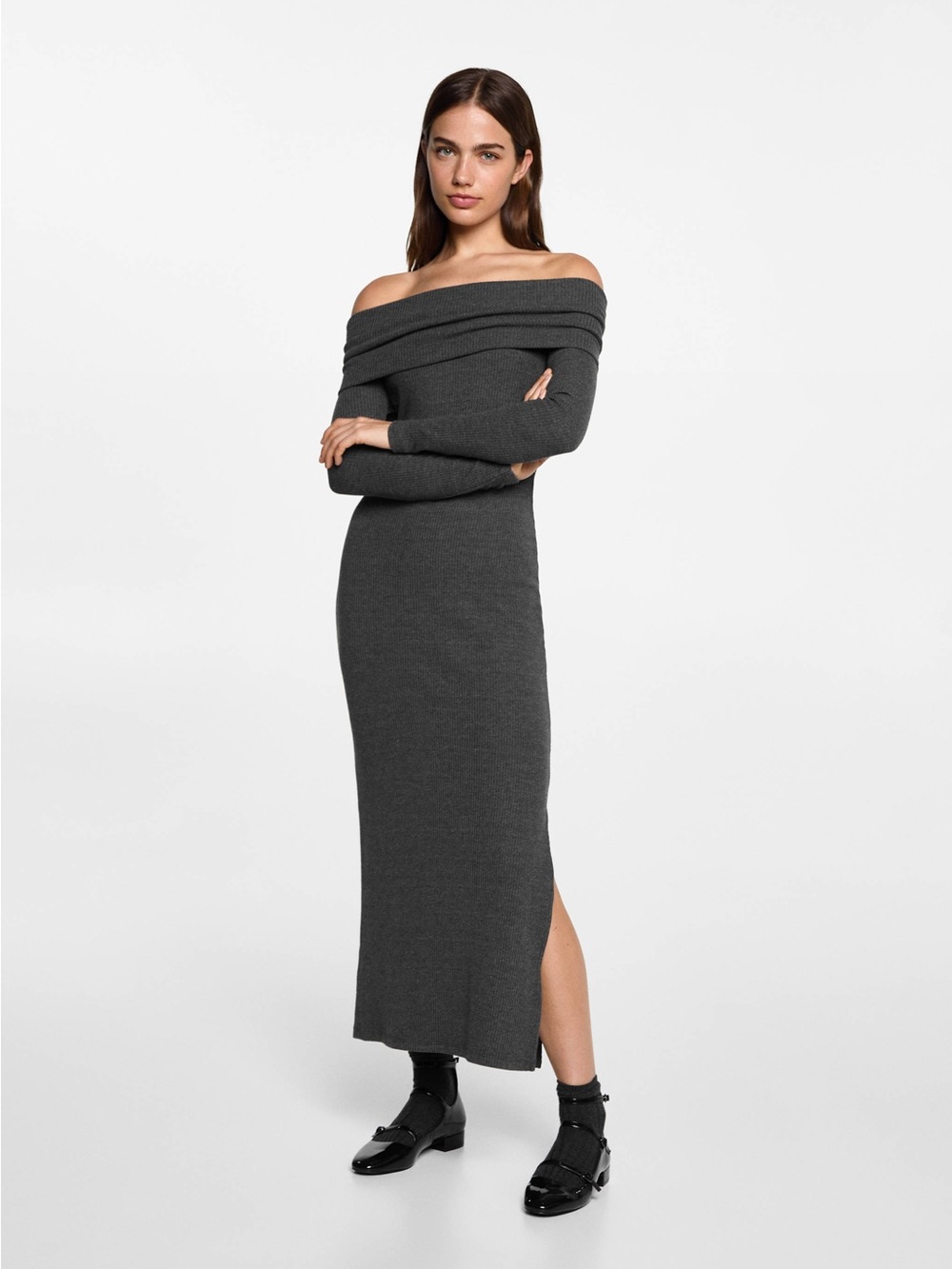 NWT Mango Teen Off the Shoulder Knit Dress